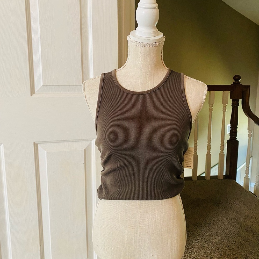 NWT Olive Green Ribbed Crop Tank